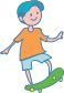 Animated child on skateboard