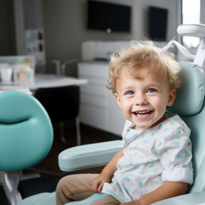 Toddler sitting in dental treatment chair