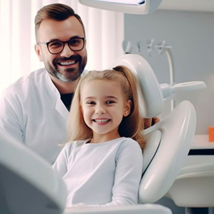 Smiling young girl with her dentist