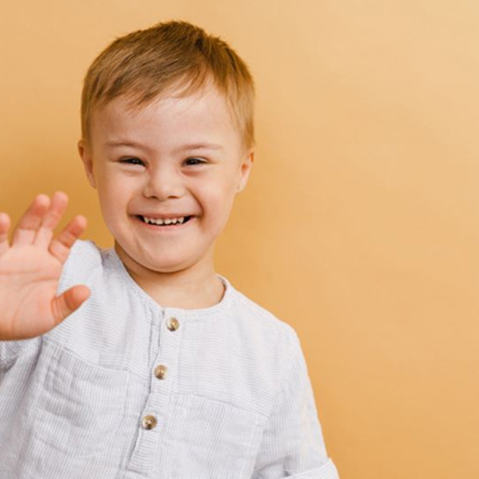 Happy boy with Downs syndrome