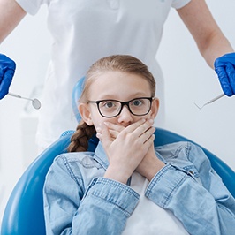 nervous young patient who is a good candidate for nitrous oxide sedation