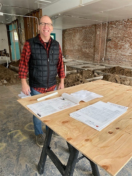 Dr. Bowman and dental office during construction