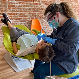 Child during dental exam