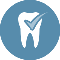 Animated tooth with checkmark icon