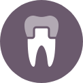 Animated tooth with dental crown icon