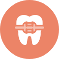 Animated tooth with braces icon